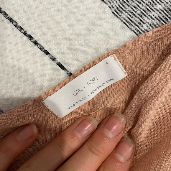 Oak + Fort, dusty rose, wrap top, wide leg, jumpsuit - Picture 6 of 7